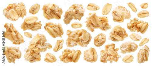 Granola, crunchy muesli isolated on white background