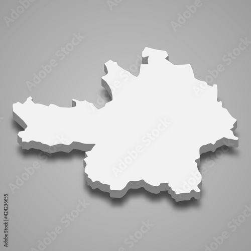 3d isometric map of Yen Bai Province of Vietnam