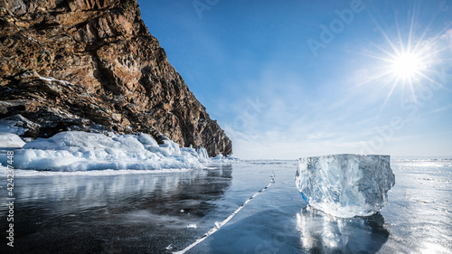 Ice floe on winter Lake Baikal