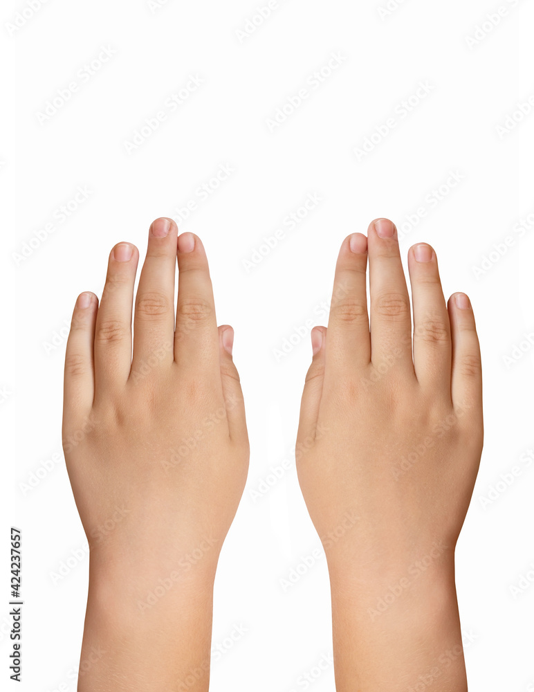Hands of child isolated on white background. Hands of child isolated on white background.