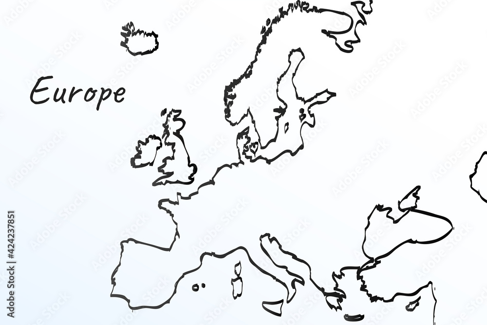 europe map black and white outline