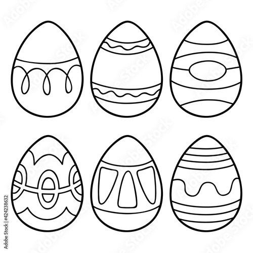 Vector illustration coloring page of cartoon easter eggs for children, coloring and scrap book, printable