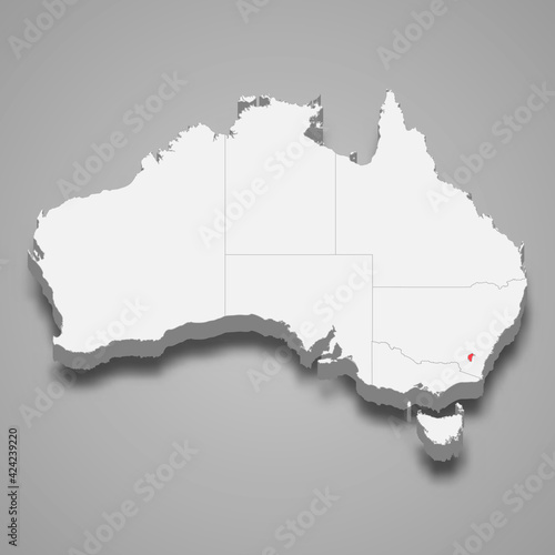 Australian Capital Territory region location within Australia 3d map