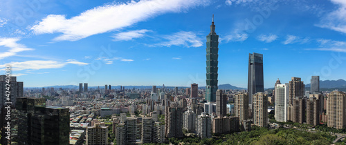 Taipei- Taiwan city panorama, view from above.