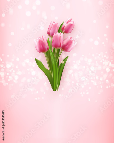 Cute lovely elegant pink tulip flower banner template © Phoebe Yu