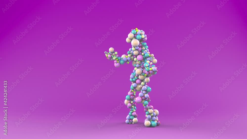 The figure made of ball, shpere is dancing merrily, funny and energetically. Funny concept showing happiness and joy. The figure made of ball, shpere is dancing merrily, funny and energetically. Funny concept showing happiness and joy.