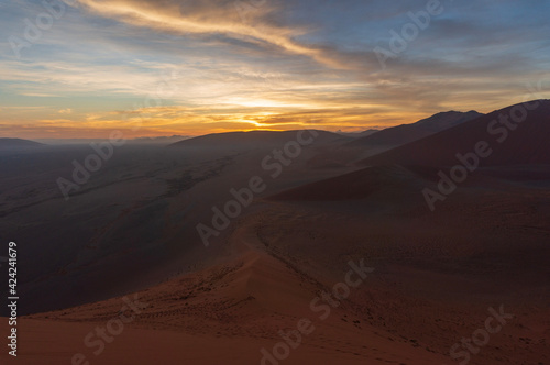 sunset in the desert of namibia