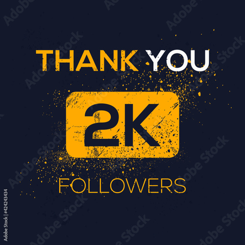 Creative Thank you (2k, 2000) followers celebration template design for social network and follower ,Vector illustration. photo