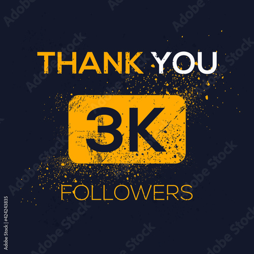 Creative Thank you (3k, 3000) followers celebration template design for social network and follower ,Vector illustration.