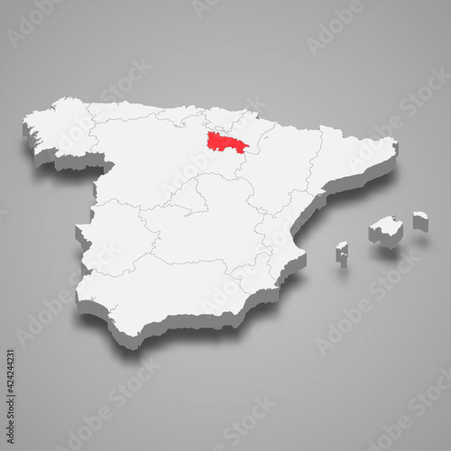 La Rioja region location within Spain 3d map