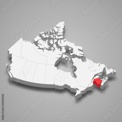New Brunswick region location within Canada 3d map