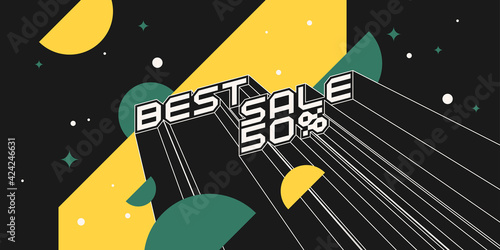 Sale banner. Retro backgrounds with abstract elements and dynamic shapes. Template for design and creative ideas.
