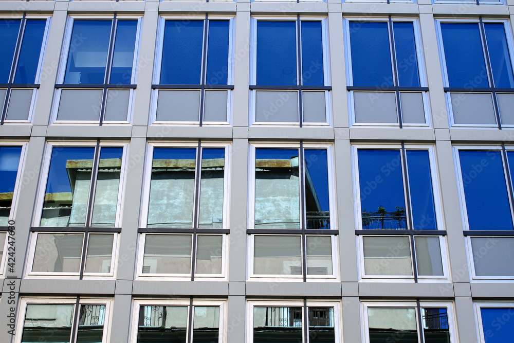 Office building in Rome, concrete structure, large reflecting windows. Office building in Rome, concrete structure, large reflecting windows.