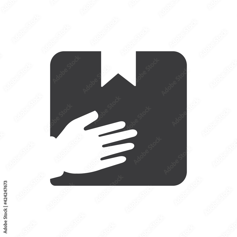 Hand and delivery package, icon. Hand and delivery package, icon.