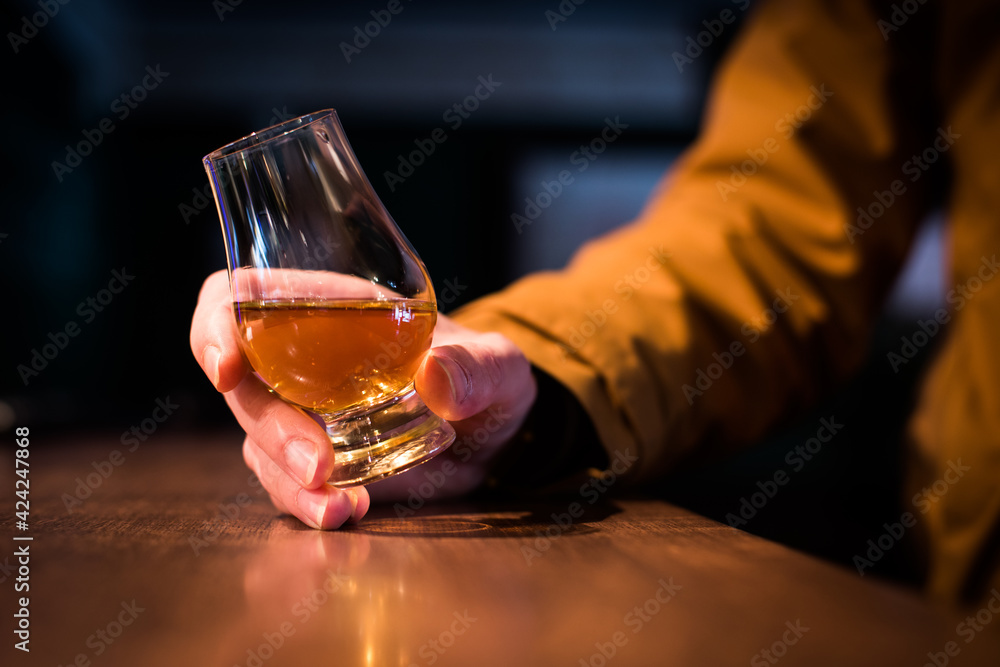 Close up shot a Glencairn whisky glass Close up shot a Glencairn whisky glass