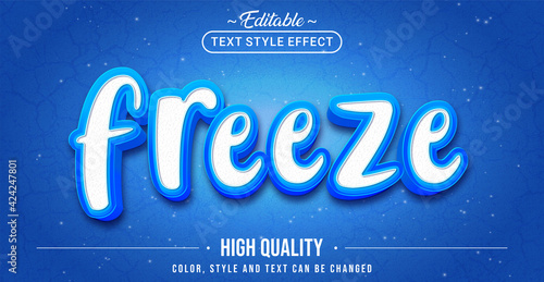 Editable text style effect - Freeze text style theme. photo