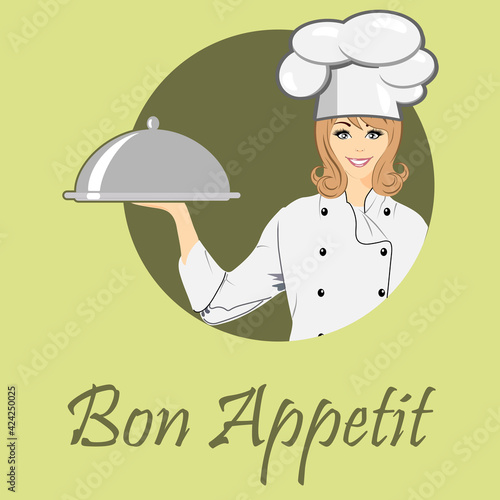 Chef cook and desires bon appetit vector illustration