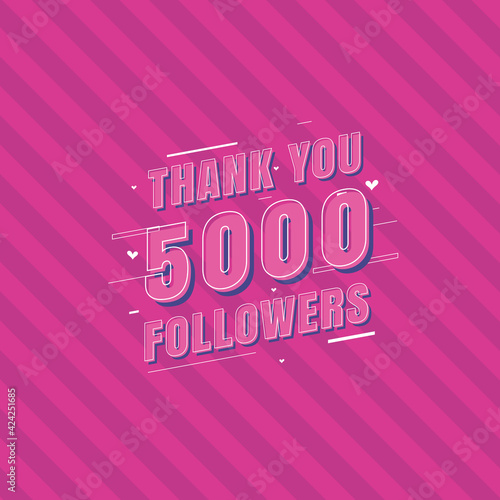 Thank you 5000 Followers celebration, Greeting card for 5k social followers.