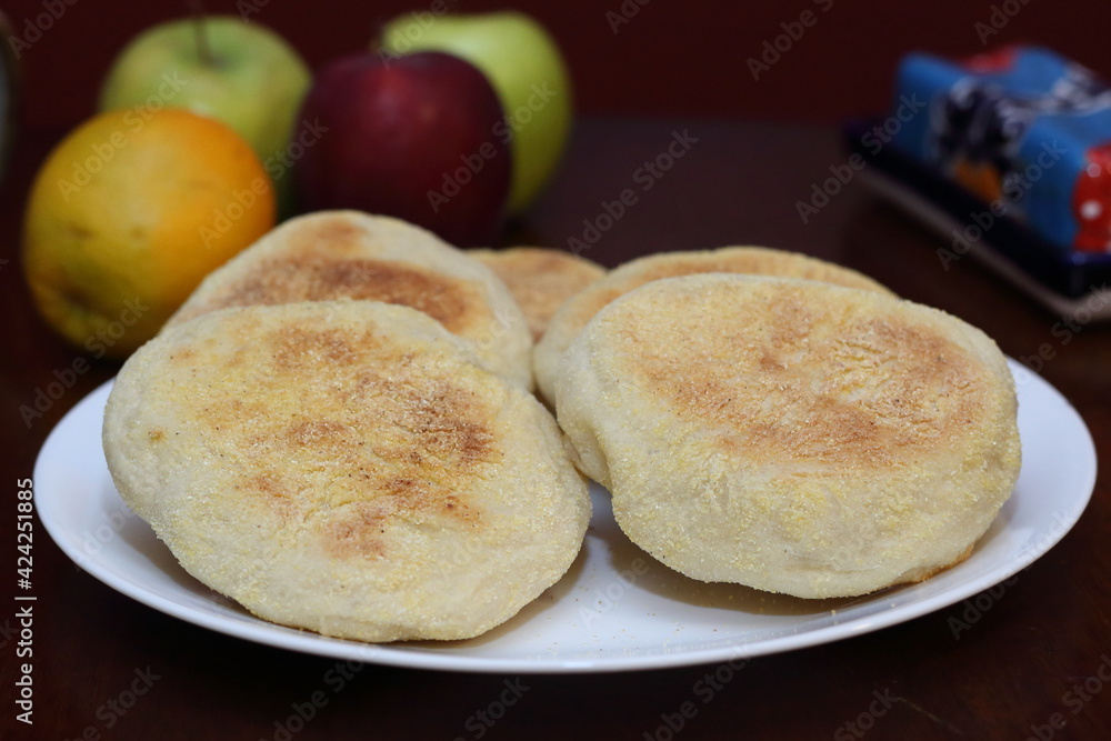 English muffins and fruit English muffins and fruit