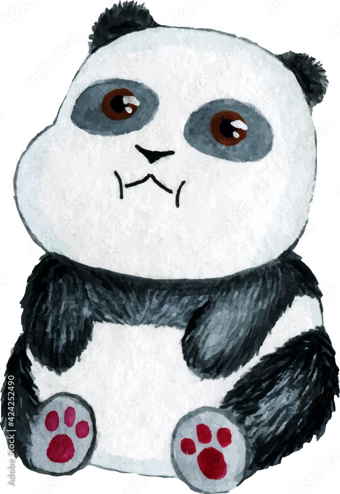 Cute Draw Panda Bear Character Illustration Outline Sketch Drawing Vector,  Bear Drawing, Panda Drawing, Wing Drawing PNG and Vector with Transparent  Background for Free Download