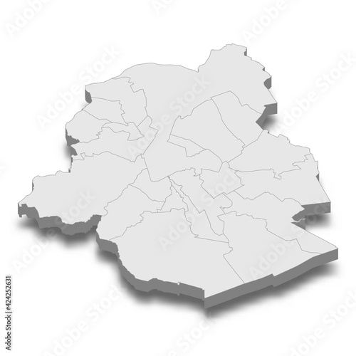 3d isometric map of Brussels City is a Capital of Belgium
