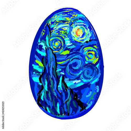 Foto A vector illustration of a single Easter egg in post-impressionism style on an i