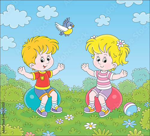 Cheerful cute little kids i...