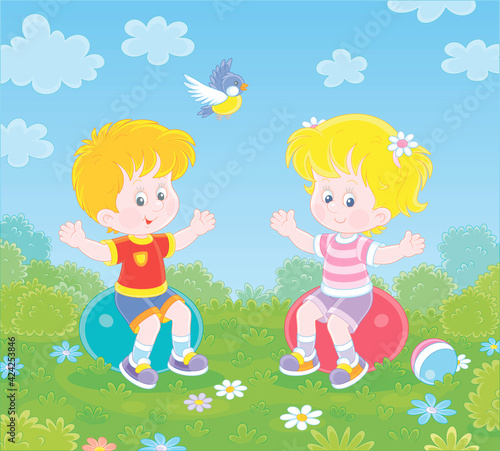 Cheerful cute little kids i...
