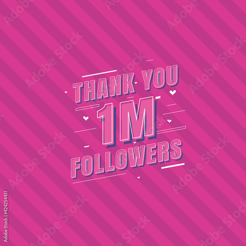Thank you 1m Followers celebration, Greeting card for 1000000 social followers.