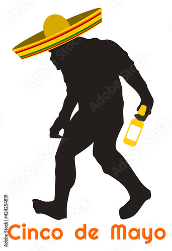 Funny bigfoot celebrating Cinco de Mayo