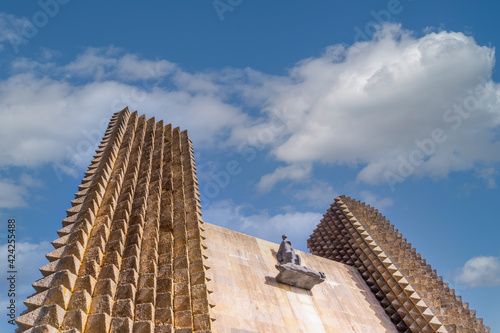 Towers of the beautiful Aranzazu Sanctuary in the town of Oñati, Gipuzkoa. Emblematic sites of the Basque Country photo