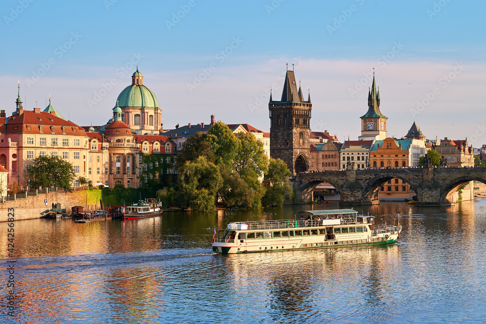 Charles bridge crossing Vltava river in Prague, Czech Republic Charles bridge crossing Vltava river in Prague, Czech Republic