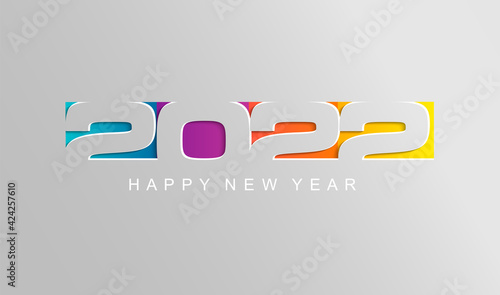 Happy 2022 new year card in paper style for your seasonal holidays flyers, greetings and invitations cards and christmas themed congratulations and banners. Tiger year. Vector illustration.