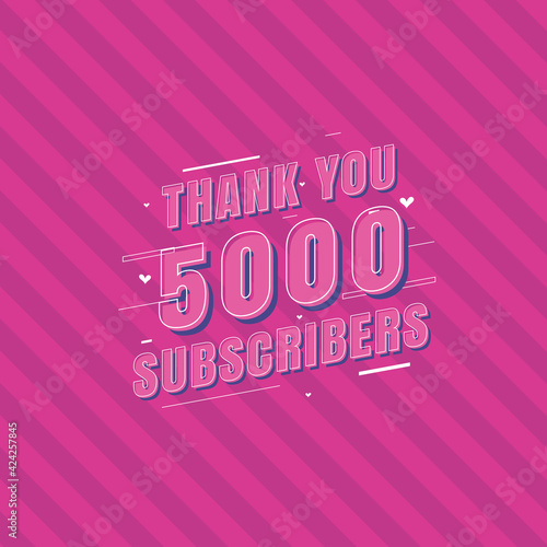 Thank you 5000 Subscribers celebration, Greeting card for 5k social Subscribers.