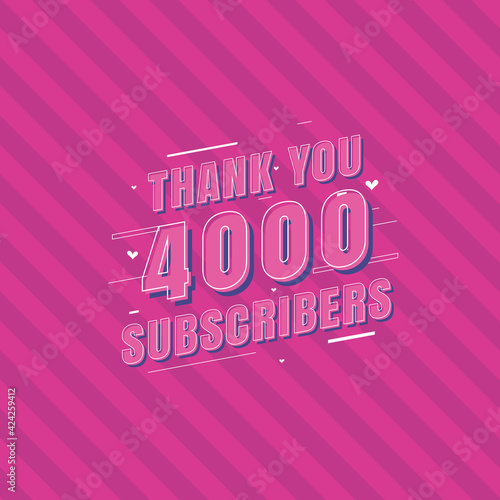 Thank you 4000 Subscribers celebration, Greeting card for 4k social Subscribers.