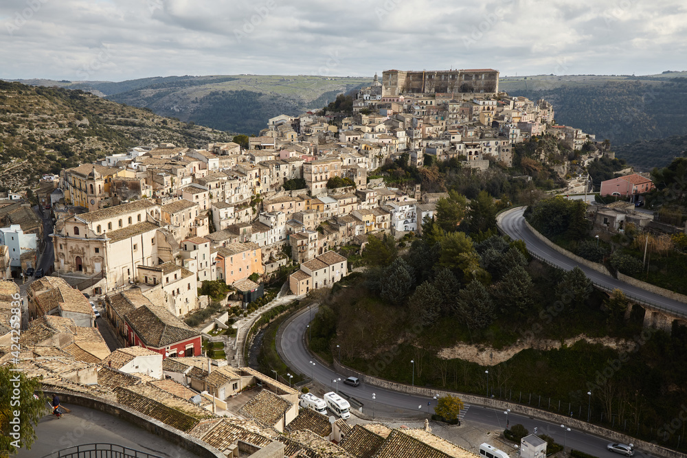 Ragusa. City in Sicily. Italy. It is one of the late Baroque towns of the Val di Noto, declared a UNESCO World Heritage Site in 2002.