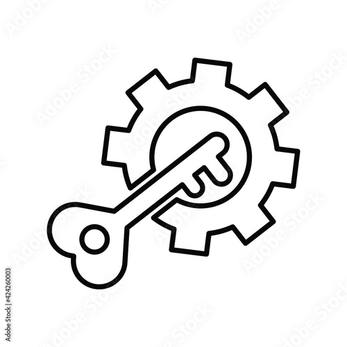 Security key, settings, protection outline icon. Line art design.