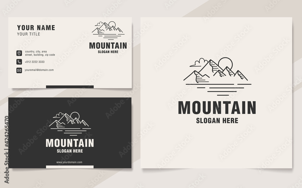 Vintage mountain line logo template monogram style
