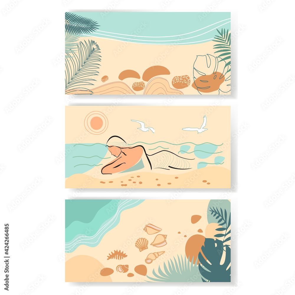 Naklejka premium Abstract banners with seascape