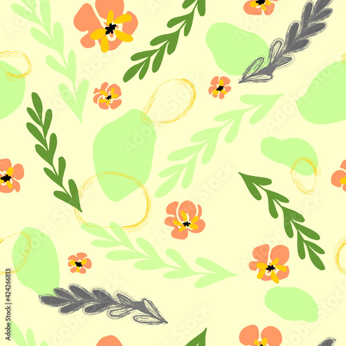 Seamless floral pattern with hand draw spring flower