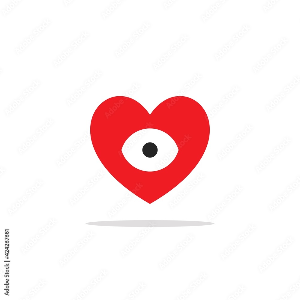 Simple and attractive heart eye illustration logo Simple and attractive heart eye illustration logo