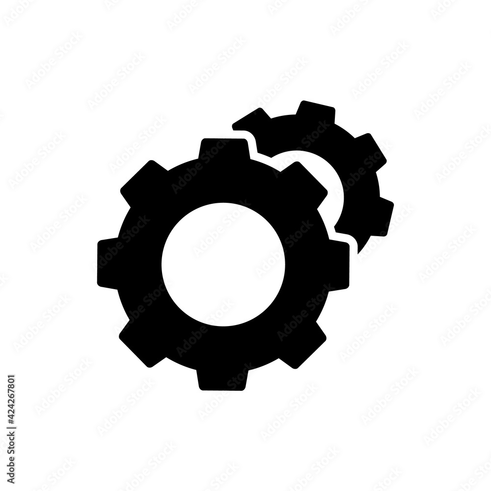 Gear icon, logo isolated on white background Gear icon, logo isolated on white background