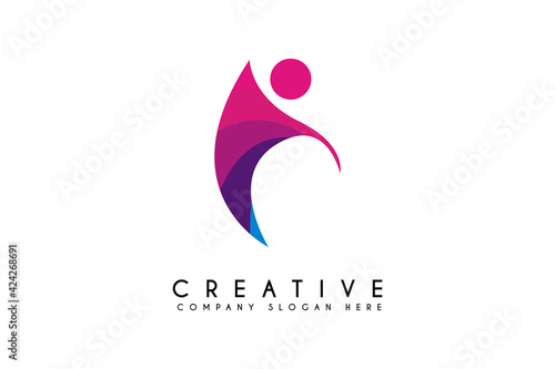 Fitness and wellness vector logo design Body balance Vector Illustration