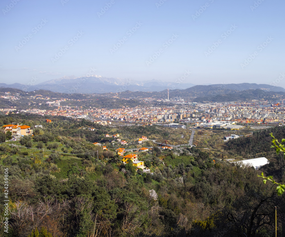 Fototapeta premium aerial view of la spezia