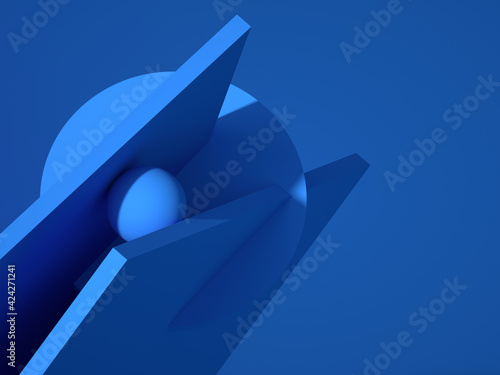 Fototapeta Naklejka Na Ścianę i Meble -  Abstract blue minimal 3d still life installation