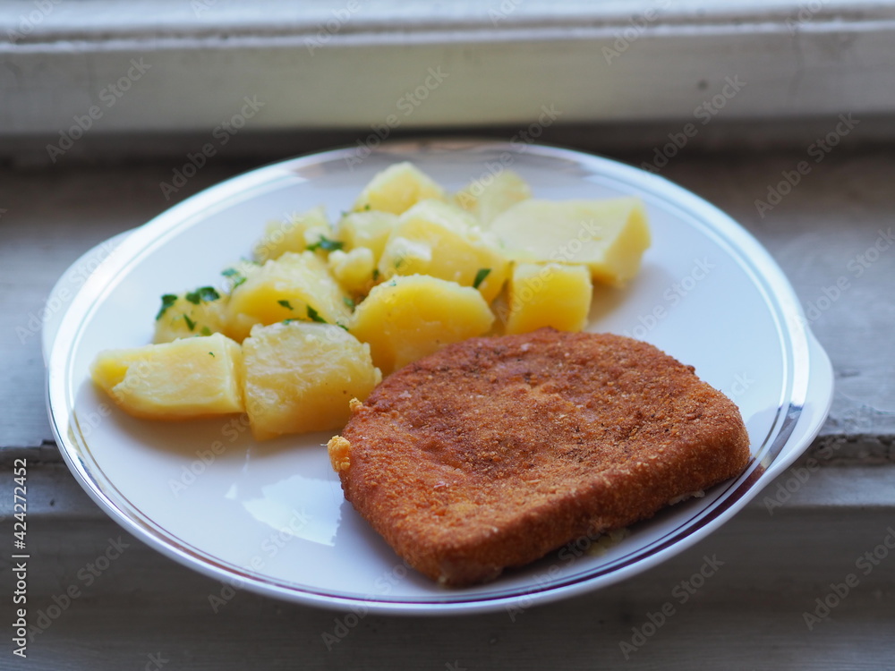 Czech food smazeny syr roasted cheese Czech food smazeny syr roasted cheese