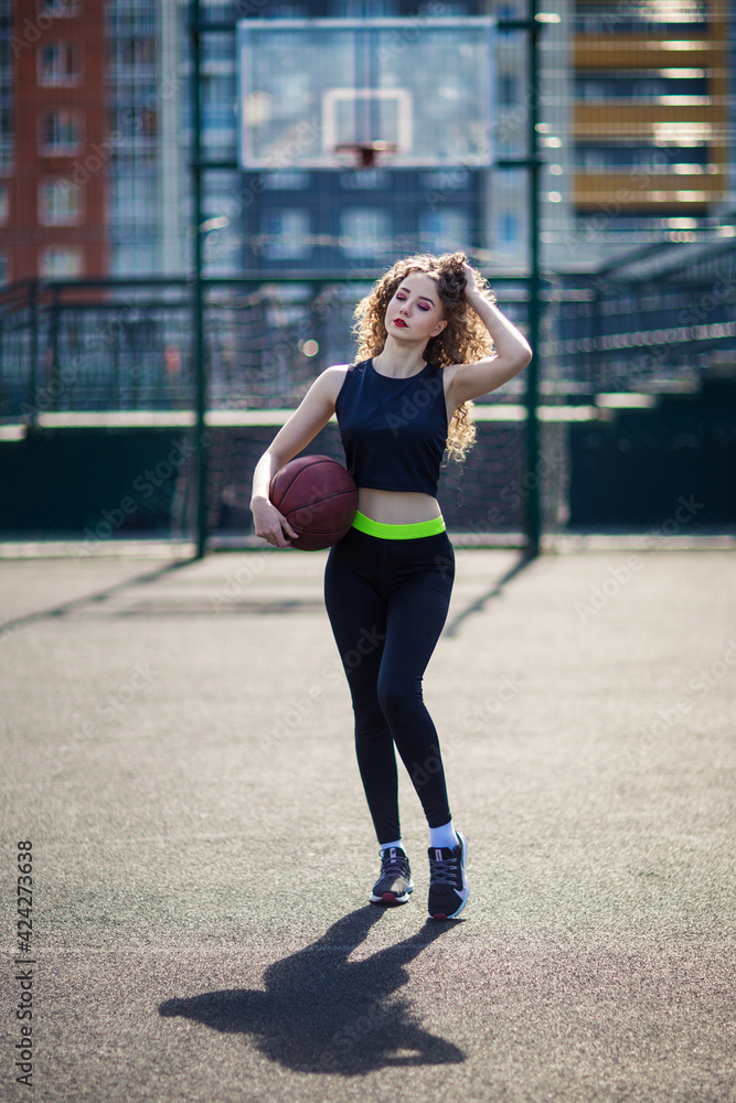 girl goes in for sports on the playground