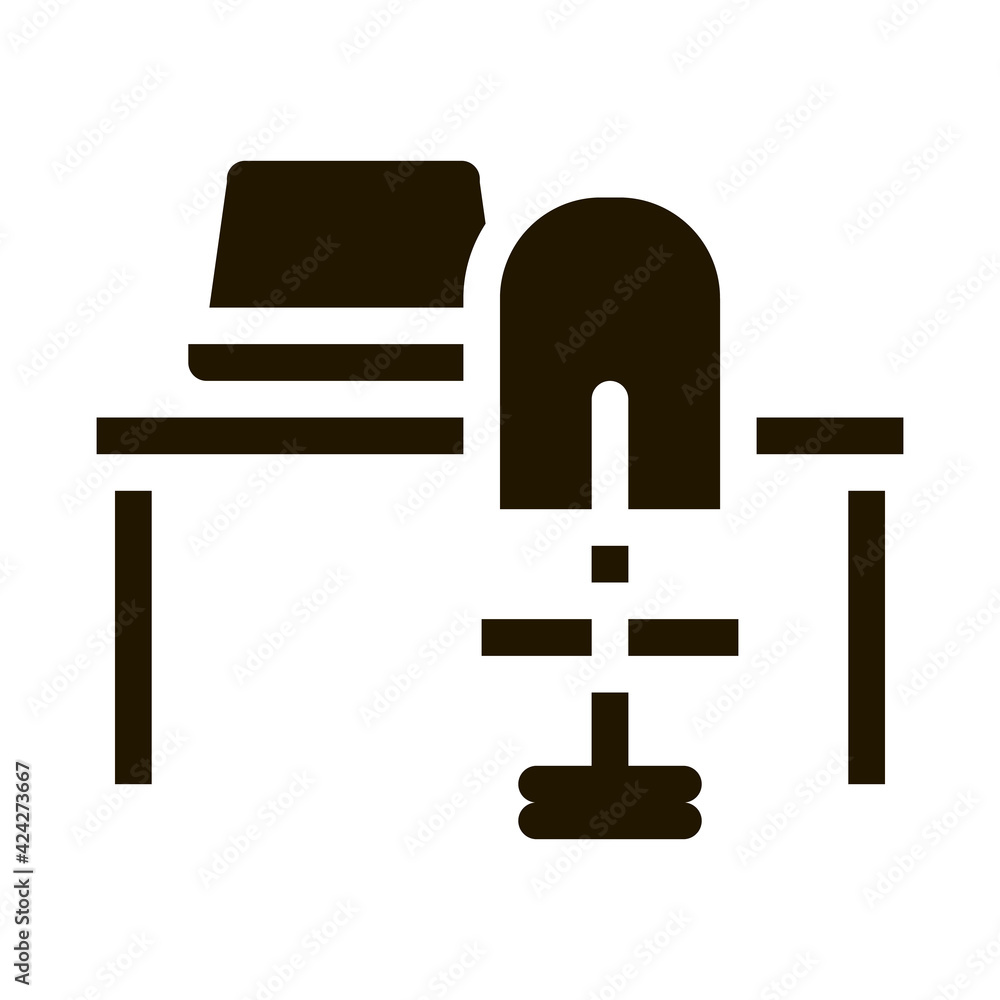 workplace table and chair glyph icon vector. workplace table and chair sign. isolated symbol illustration workplace table and chair glyph icon vector. workplace table and chair sign. isolated symbol illustration