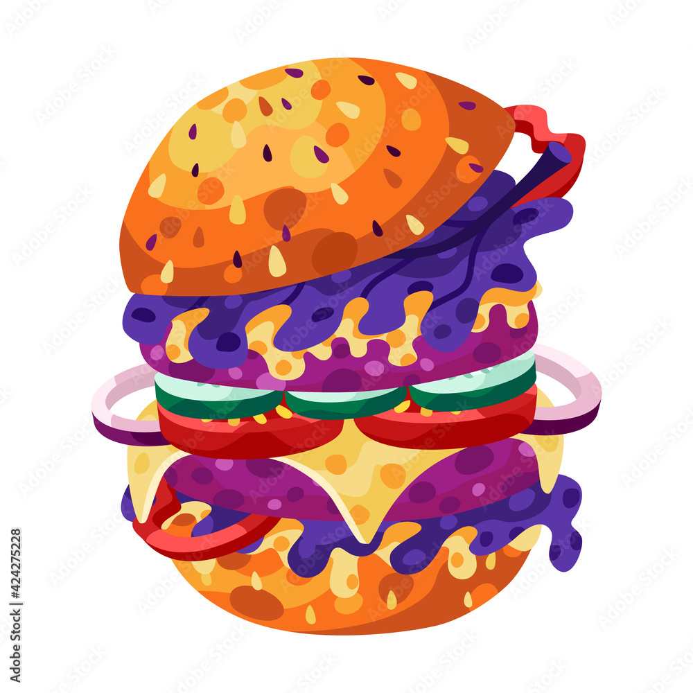 Burger vector flat illustration. Fast food Burger vector flat illustration. Fast food