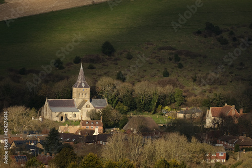 East Meon Church caught in the sun.